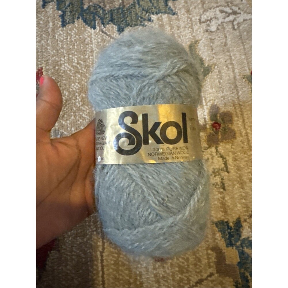Vintage Skol 100% Pure Norwegian Wool Gray Blue Discontinue